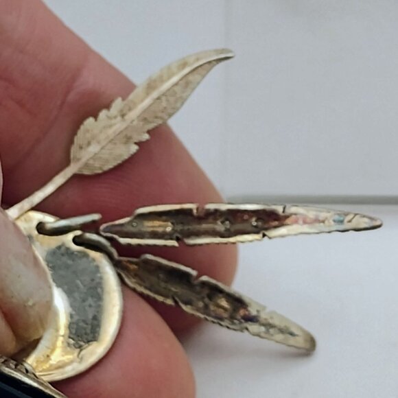 Vtg Native Southwest Sterling Silver Turquoise Feather Dangle Earrings - READ - Picture 5 of 8